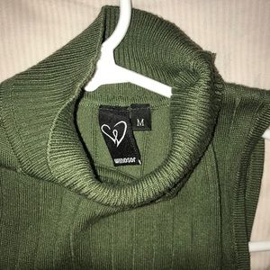 Army green cotton turtle neck dress